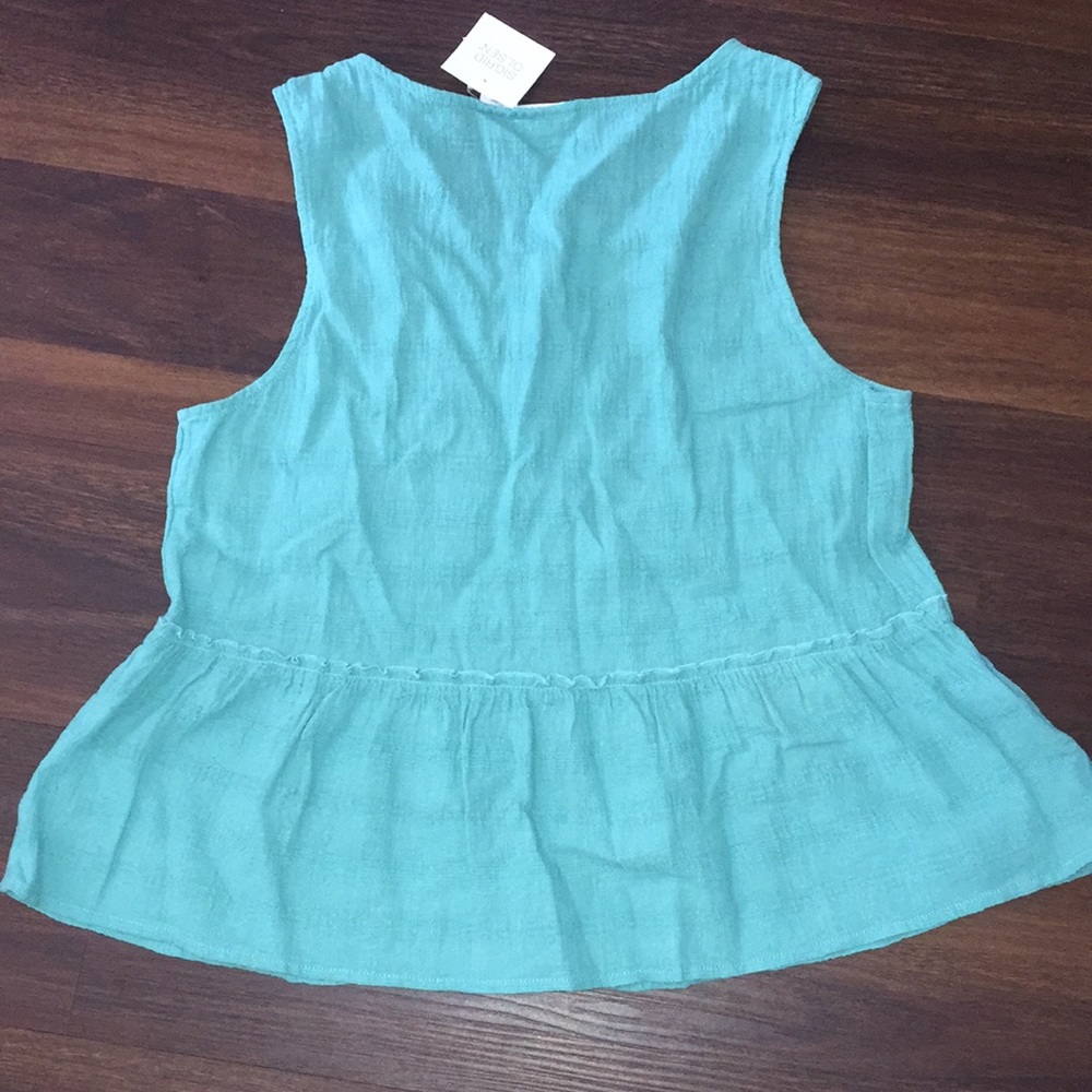 Sigrid Olsen 100% Linen Boho Blouse Ruffle Detail NWT - Picture 5 of 7